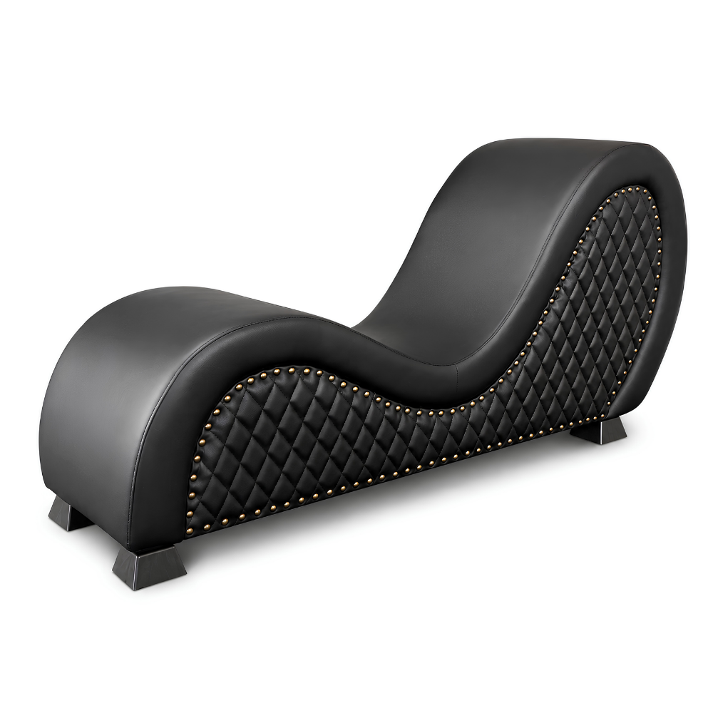 Mebon Chaise Love Lounge in Studded Quilted Black