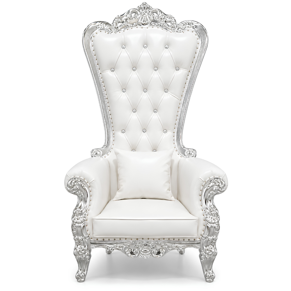 Domina Throne Chair with Silver frame and Cream cushion