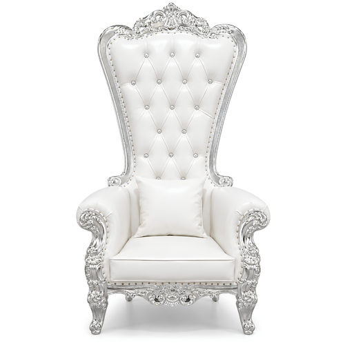 Domina Throne Chair with Silver frame and Cream cushion