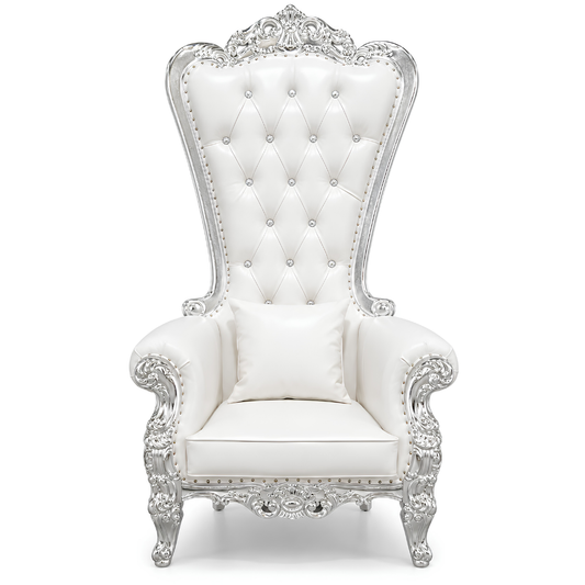 Domina Throne Chair with Silver frame and Cream cushion