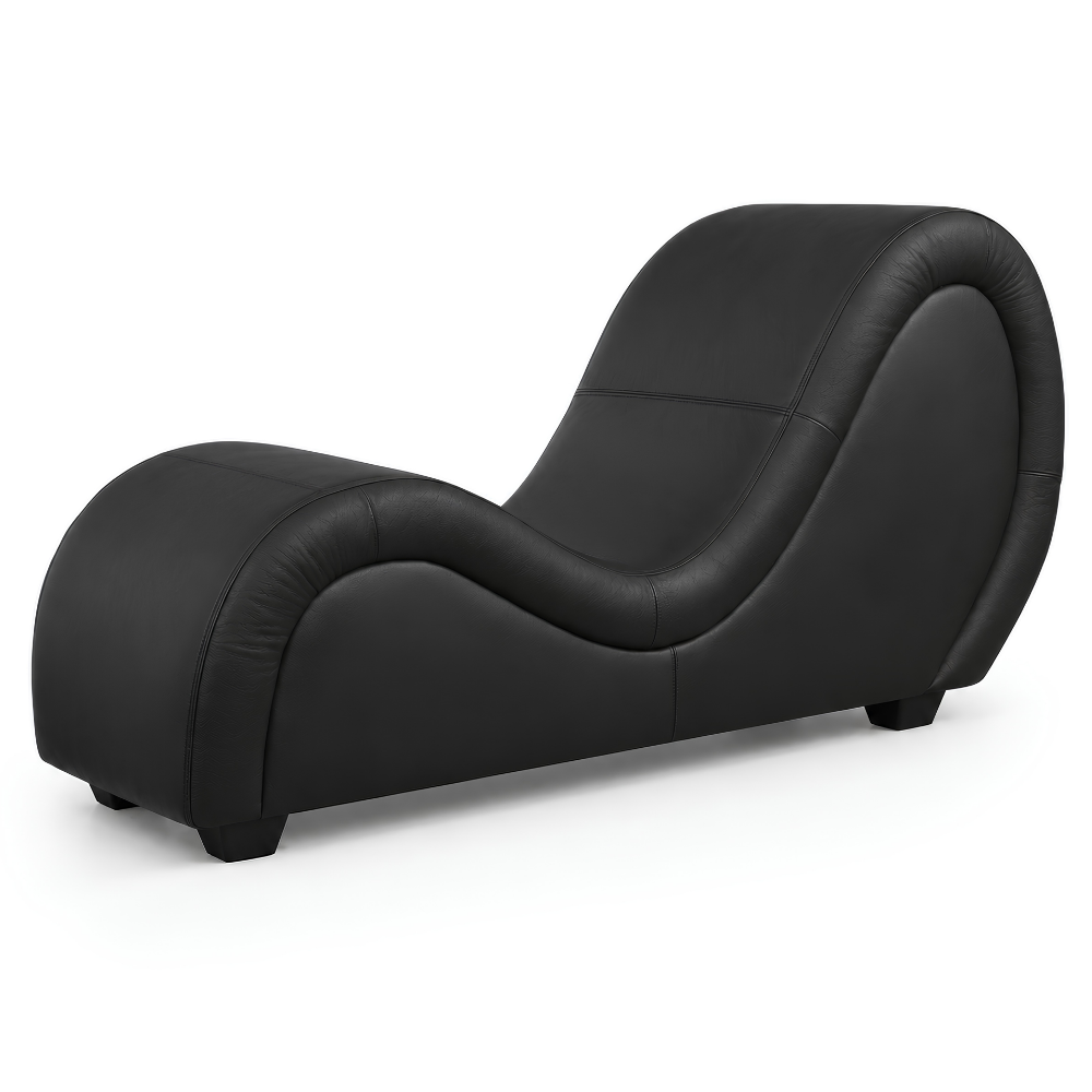Mebon Chaise Love Lounge in Black Genuine Leather
