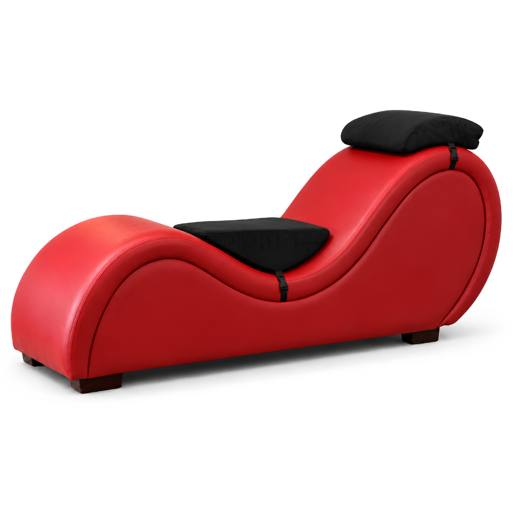 Mebon Chaise Love Lounge in Red with support cushions