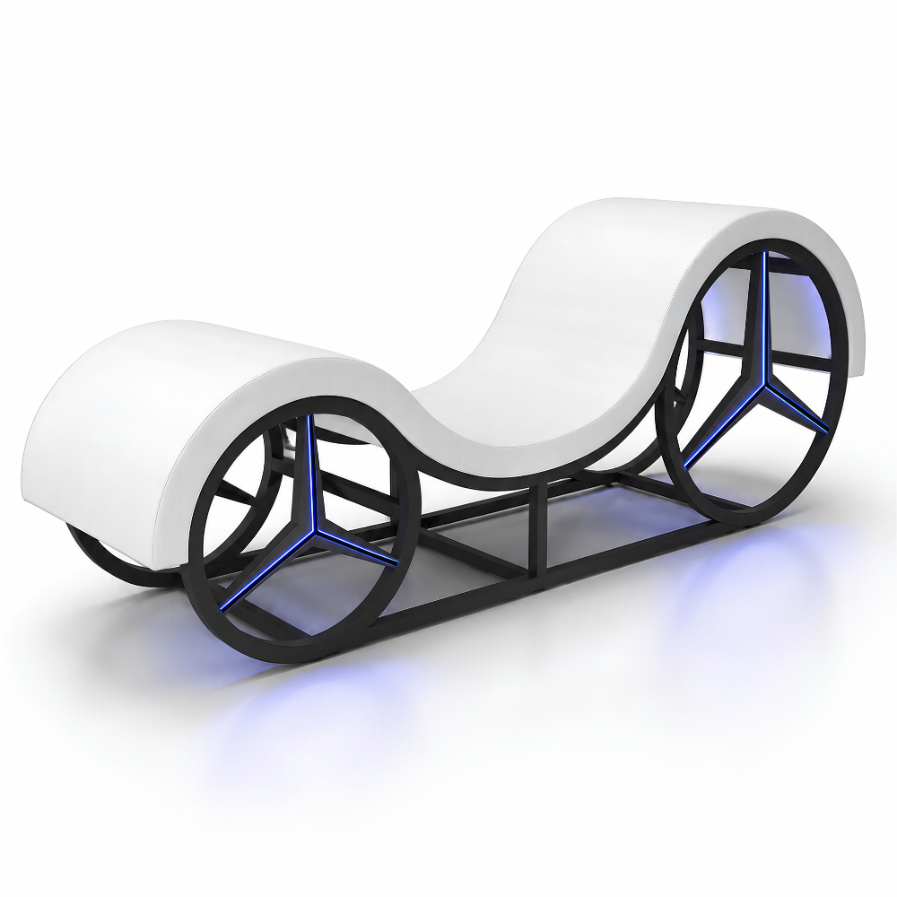 Mebon Chaise Love Lounge in White with LED lighting