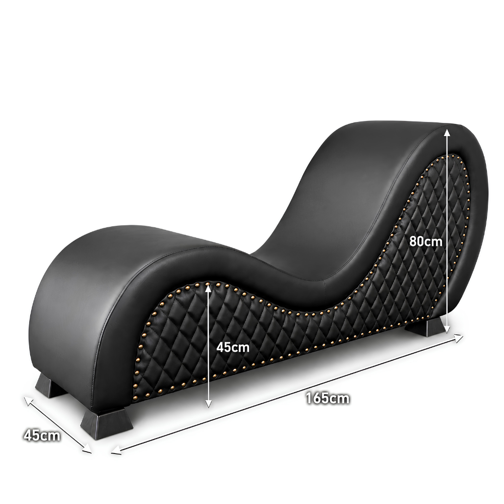 Mebon Chaise Love Lounge in Studded Quilted Black – additional view