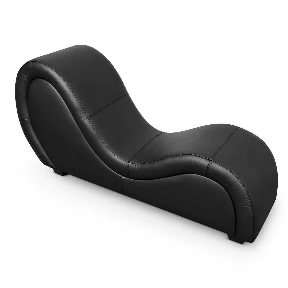 Mebon Chaise Love Lounge in Black Genuine Leather – alternate view