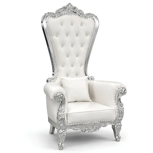Domina Throne Chair with Silver frame and Cream cushion – alternate view