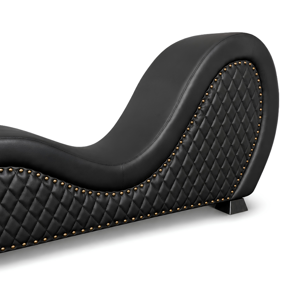 Mebon Chaise Love Lounge in Studded Quilted Black – alternate view