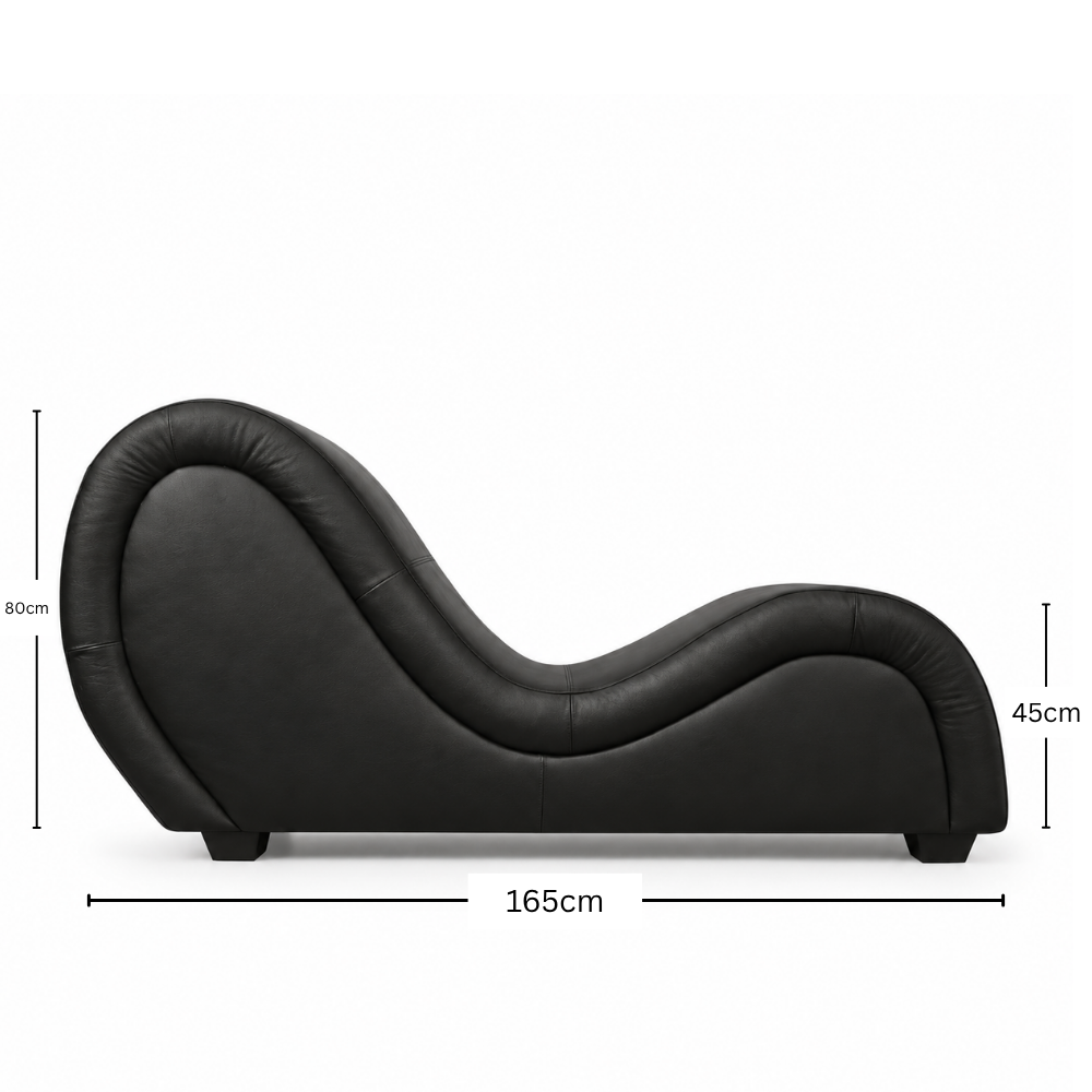 Mebon Chaise Love Lounge in Black Genuine Leather – detail view