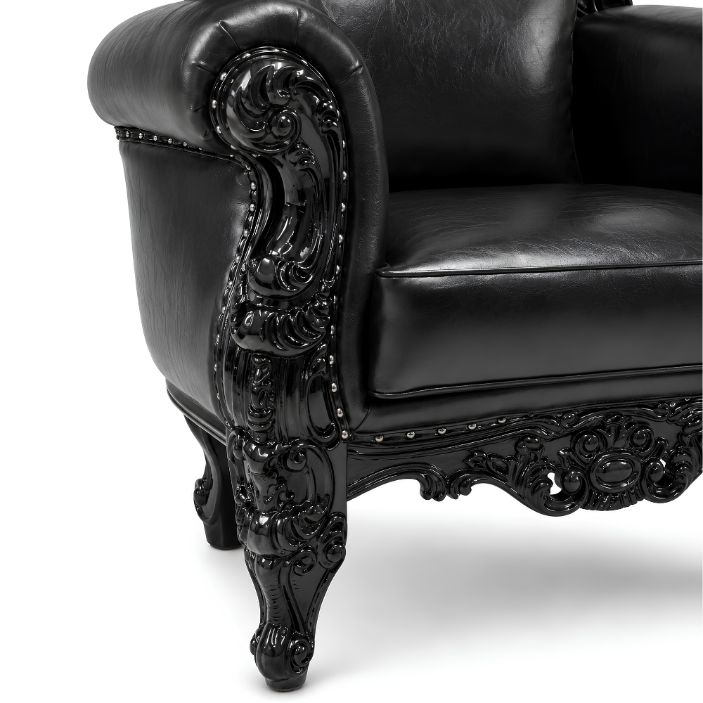 Domina Throne Chair with Black frame and Black cushion – detail view
