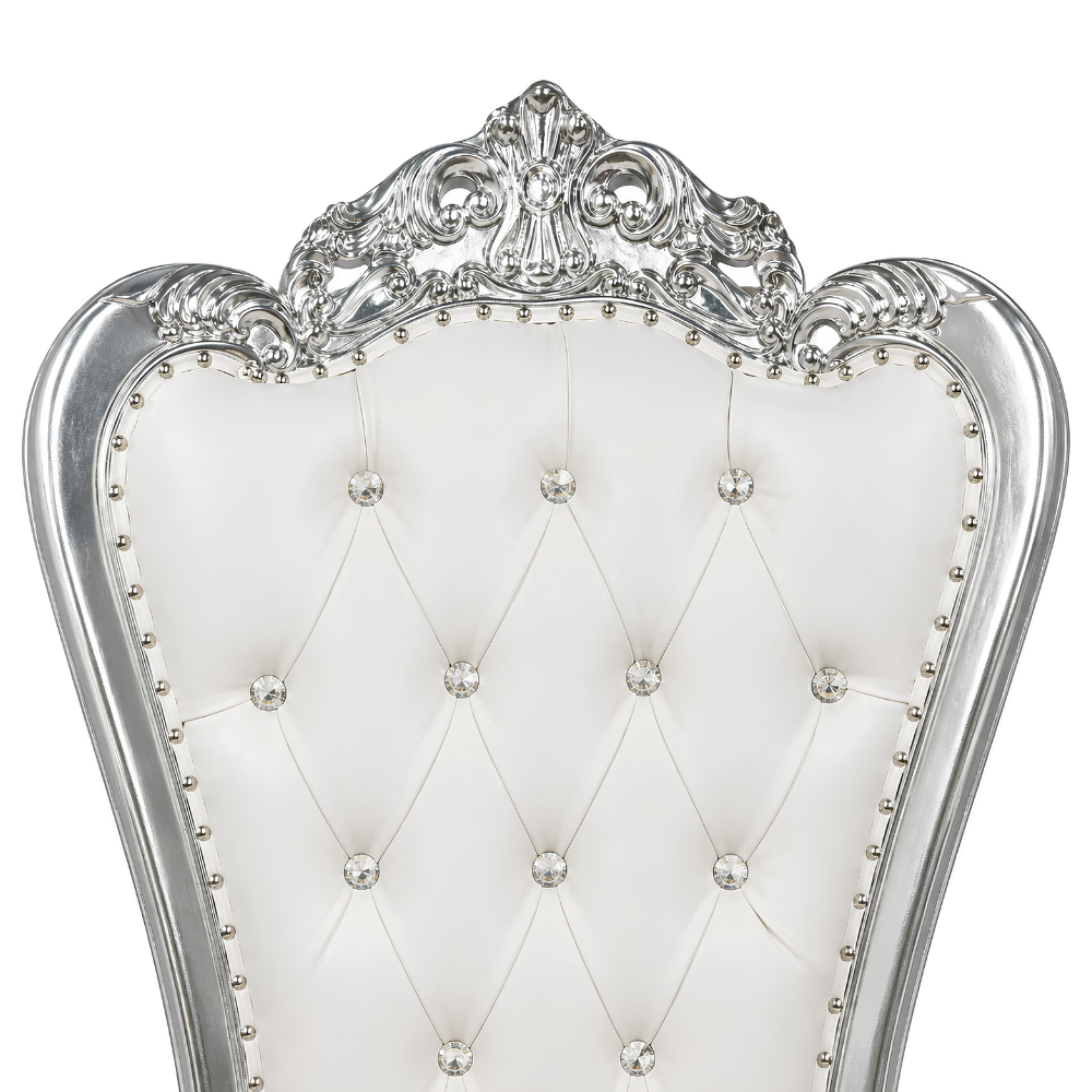 Domina Throne Chair with Silver frame and Cream cushion – detail view