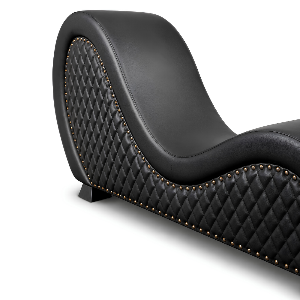 Mebon Chaise Love Lounge in Studded Quilted Black – additional angle