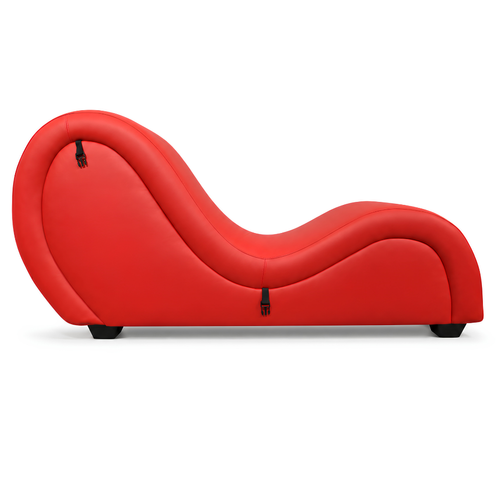 Mebon Chaise Love Lounge in Red with support cushions – detail view