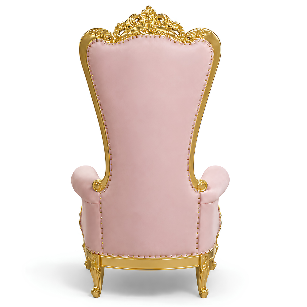 Domina Throne Chair with Gold frame and Pink Velvet cushion – additional view